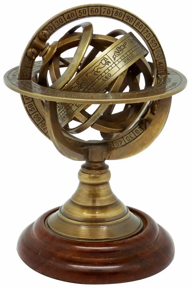 Decorative objects - Armiliary sphere antique brass finish, H : 4"3/4 - TRADE WINDS