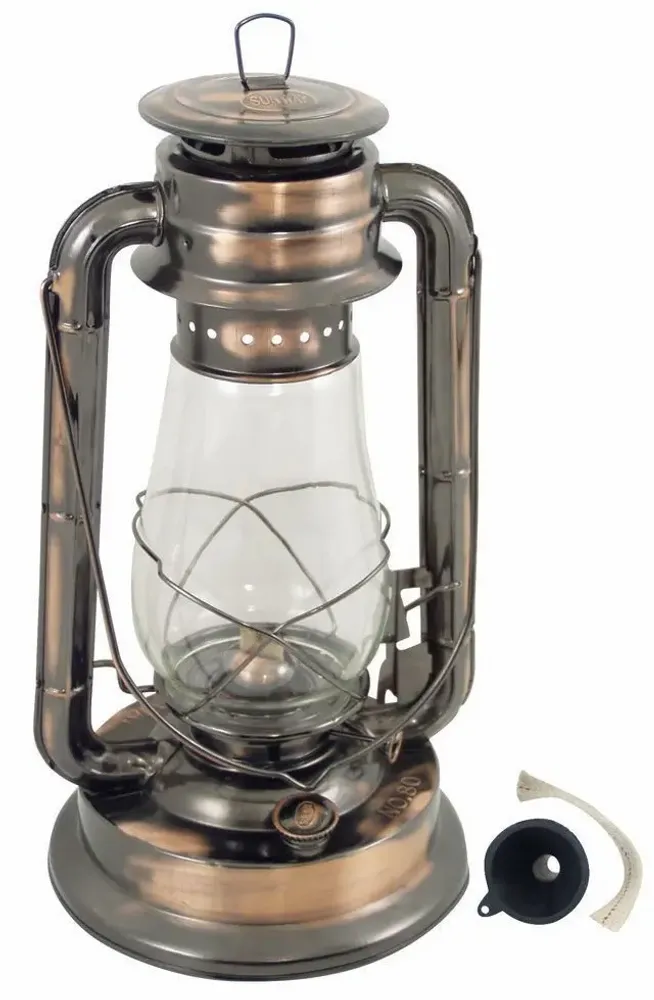 Outdoor table lamps - Antique copper hurricane lantern, Lantern 14''3/4 - TRADE WINDS