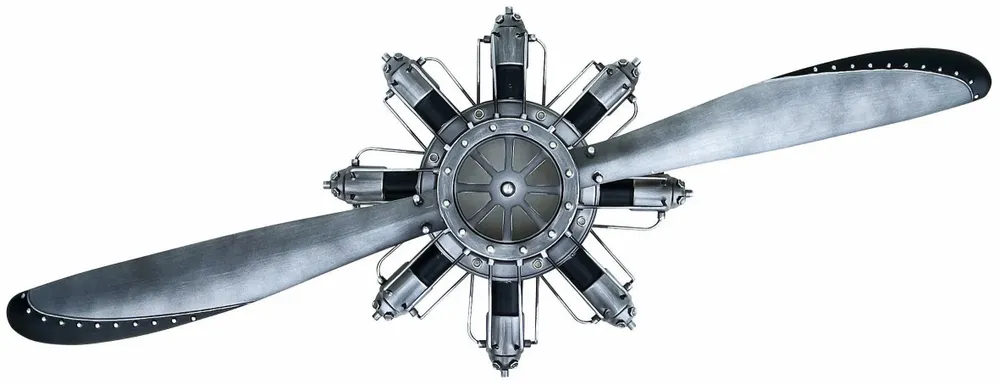 Other wall decoration - Wall propeller, two-bladed, antic silver and black, 60" x 5" x 22" - TRADE WINDS