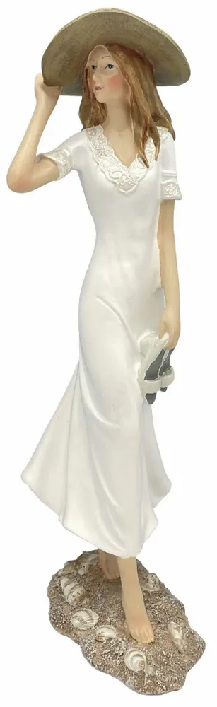 Sculptures, statuettes and miniatures - Woman walking on the sand, polyresin, H. 9"1/2 - TRADE WINDS