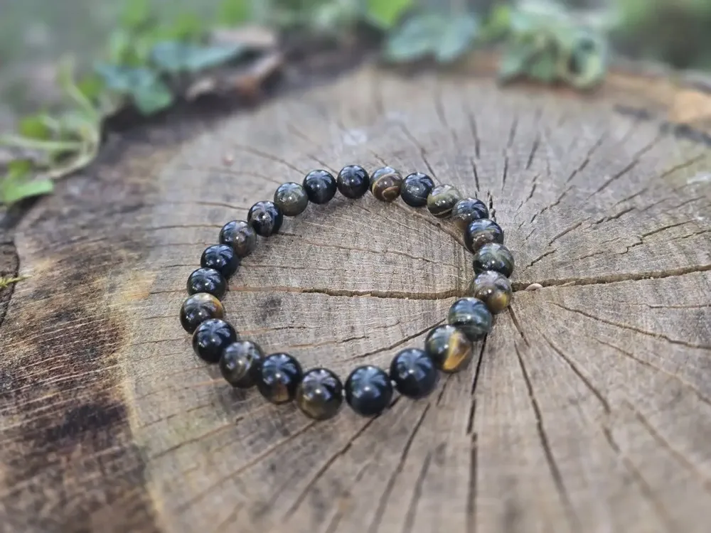 Bracelets - BRACELET EN PIERRE RONDE ŒIL DE FAUÇON - JOLIE JULIE