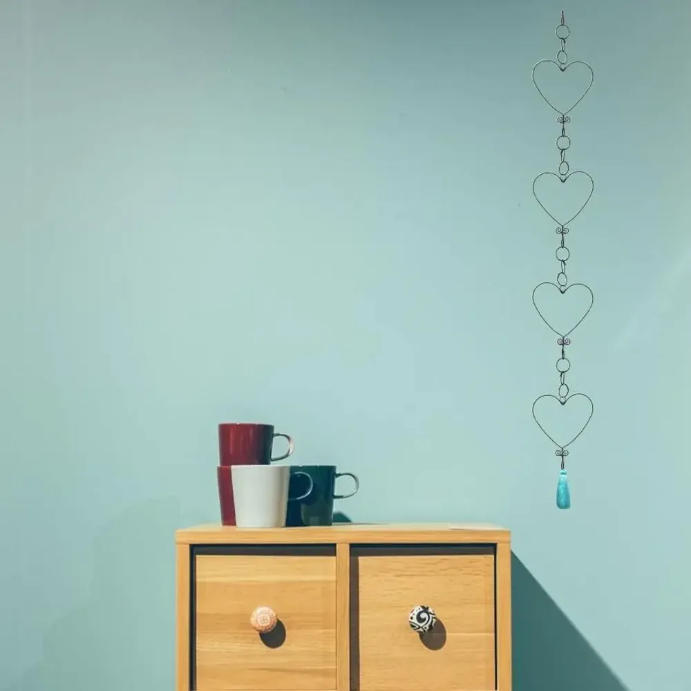 Objets de décoration - Guirlande en fil de fer - Coeur - Bleu - à suspendre - BIJOUX DE MUR