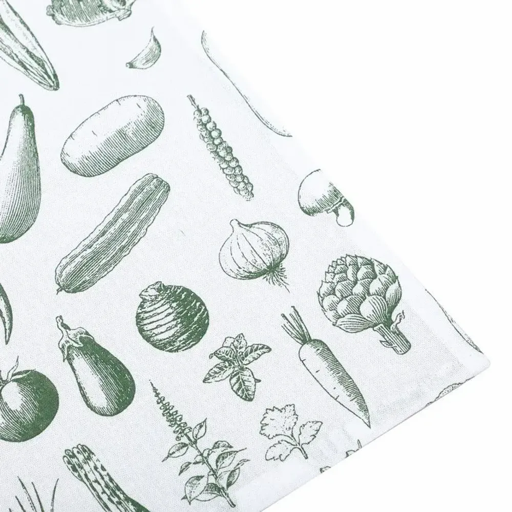 Tea towel - Torchon de cuisine recyclé LINNEA, 4 MOTIFS , Blanc/Vert 50x70cm - BY WILLE