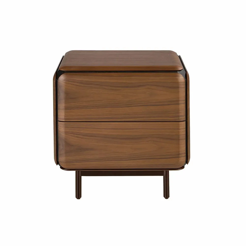 Night tables - Bedside table in walnut, wenge and brown metal steel - ANGEL CERDÁ