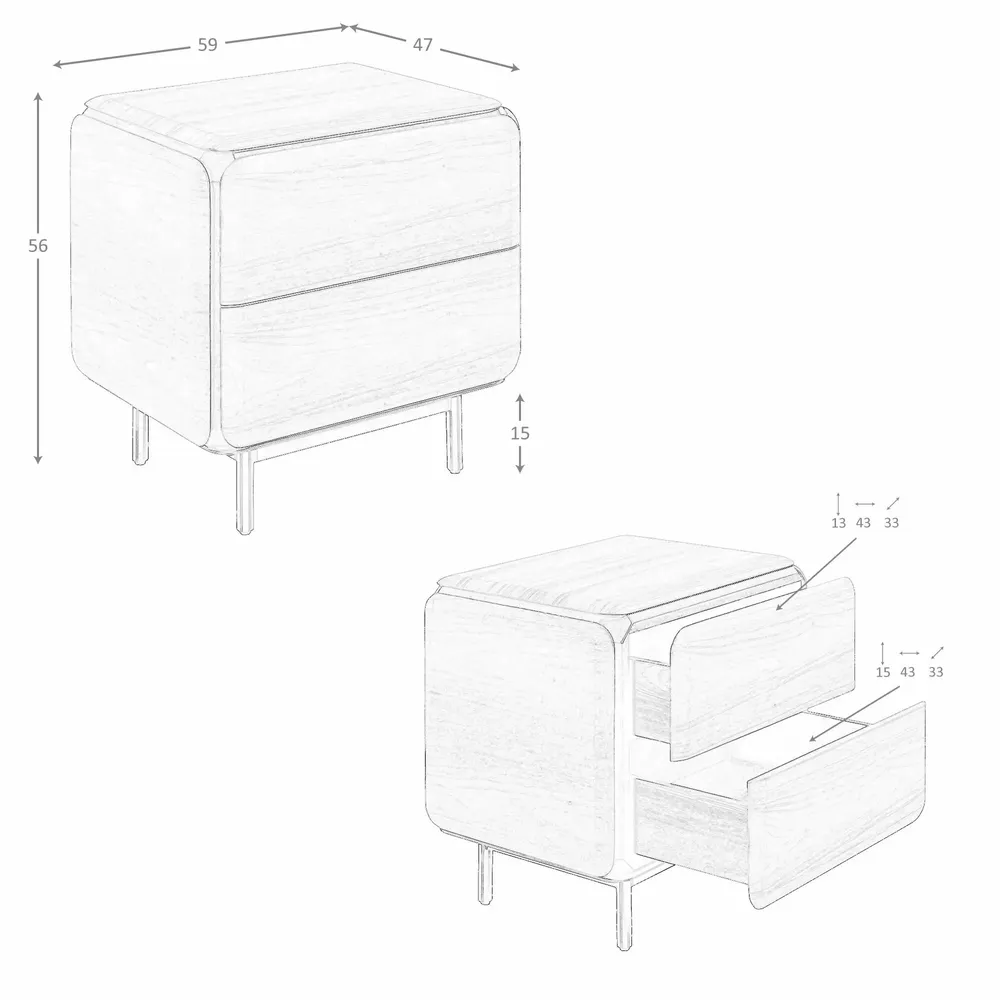 Night tables - Bedside table in walnut, wenge and brown metal steel - ANGEL CERDÁ