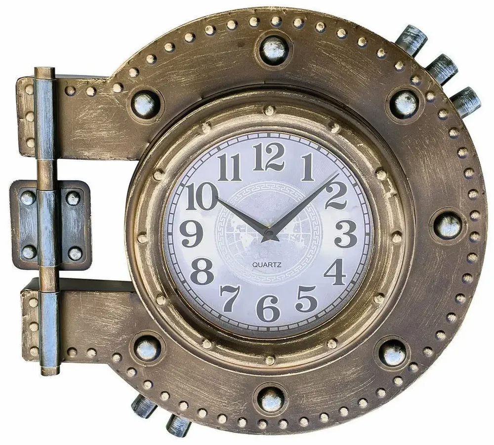 Horloges - Horloge hublot, finition laiton vieilli, 3 aiguilles, 43,5x8x41,5cm - TRADE WINDS