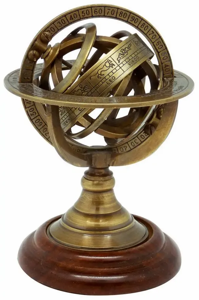 Decorative objects - Armiliary sphere antique brass finish, H : 4"3/4 - TRADE WINDS