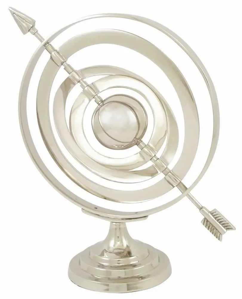 Decorative objects - Armiliary sphere, nickel plated aluminium, H : 14''1/2 - TRADE WINDS