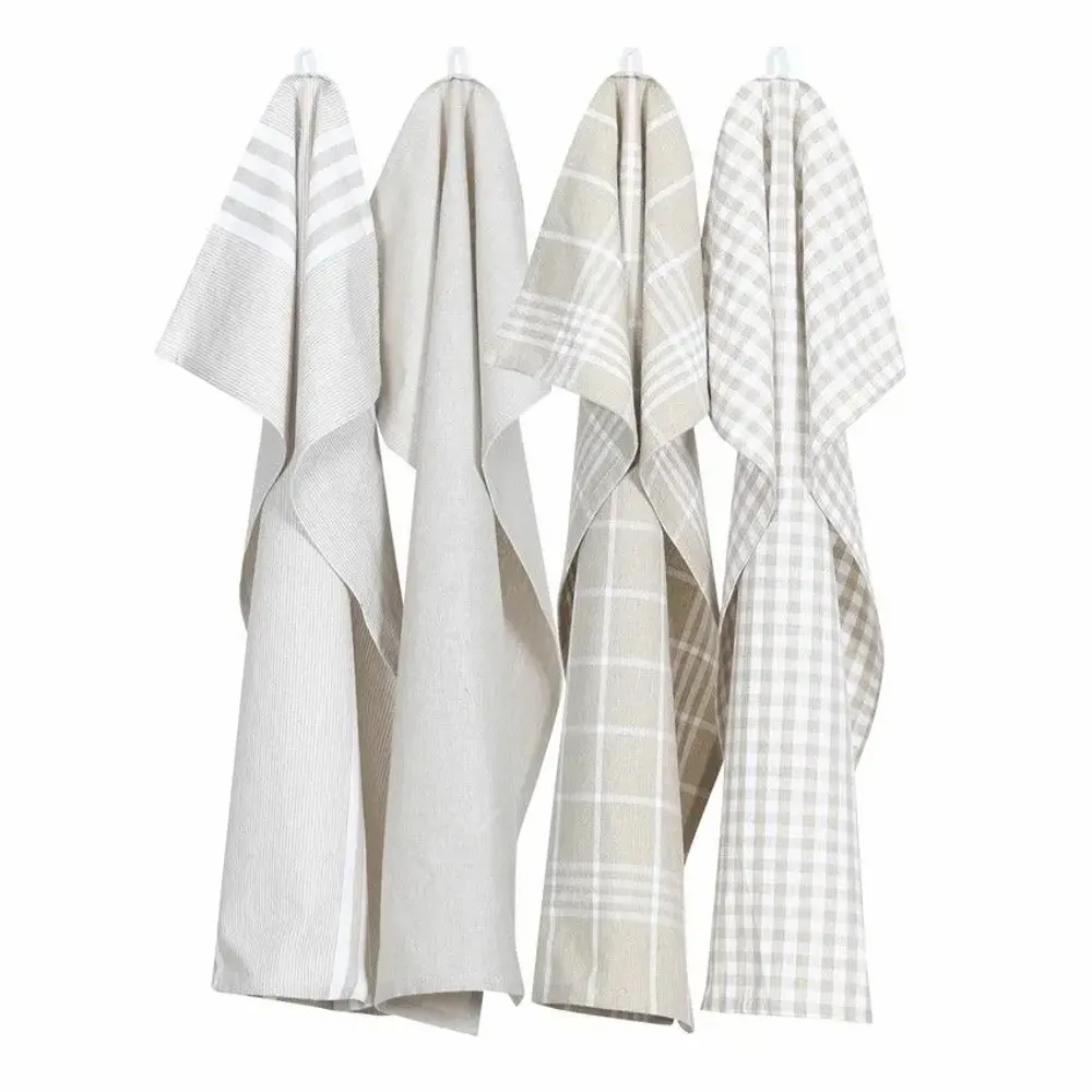 Torchons textile - Torchon de cuisine recyclé Recycling , 4 motifs , Lin/Blanc 50x70cm - BY WILLE