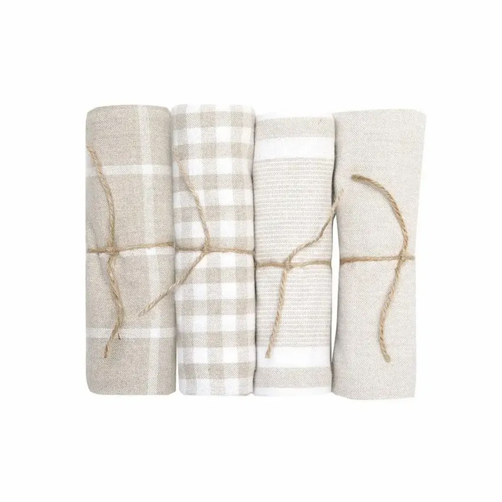 Torchons textile - Torchon de cuisine recyclé Recycling , 4 motifs , Lin/Blanc 50x70cm - BY WILLE