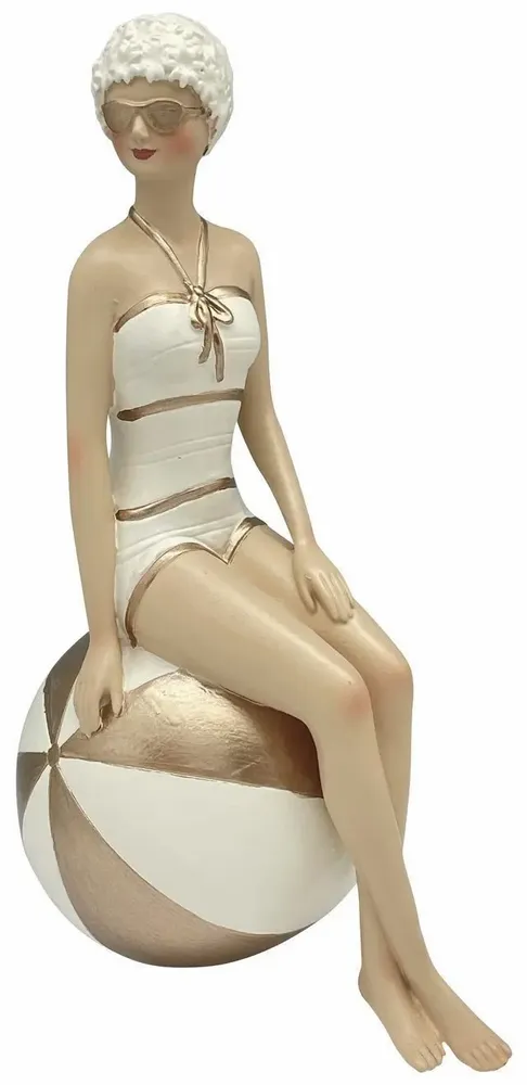 Sculptures, statuettes et miniatures - Baigneuse assise sur ballon, polyresine, H. 20 cm - TRADE WINDS