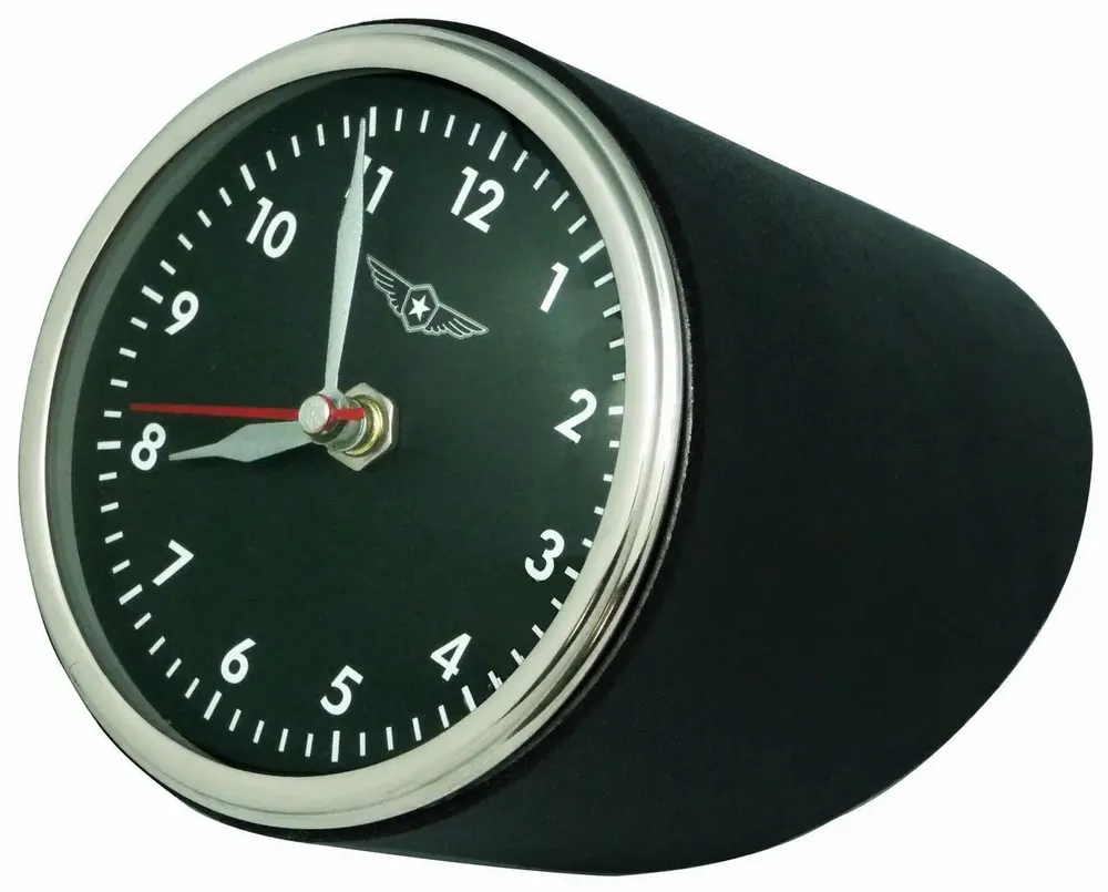 Montres et horlogerie - Pendulette de bureau, cadran aviation, D.11.5 cm - TRADE WINDS