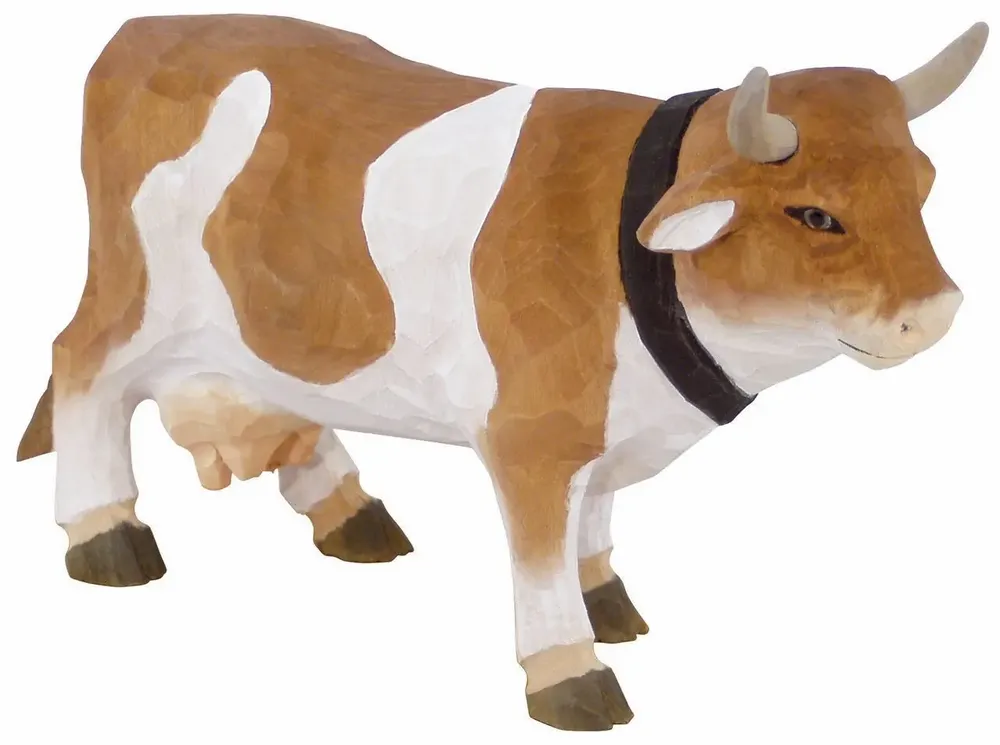 Sculptures, statuettes et miniatures - Vache peinte en bois, H.15 x L.22 cm (UVX2) - TRADE WINDS