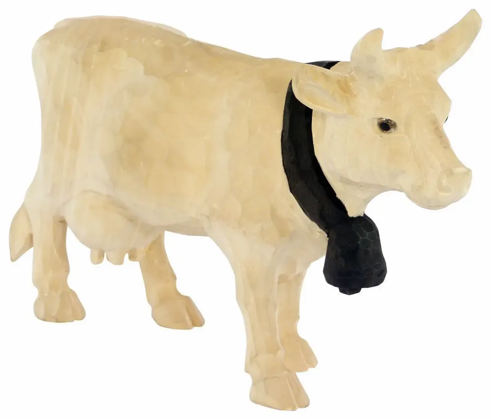 Sculptures, statuettes et miniatures - Vache en bois naturel, H.15 x L.22 cm (UVX2) - TRADE WINDS