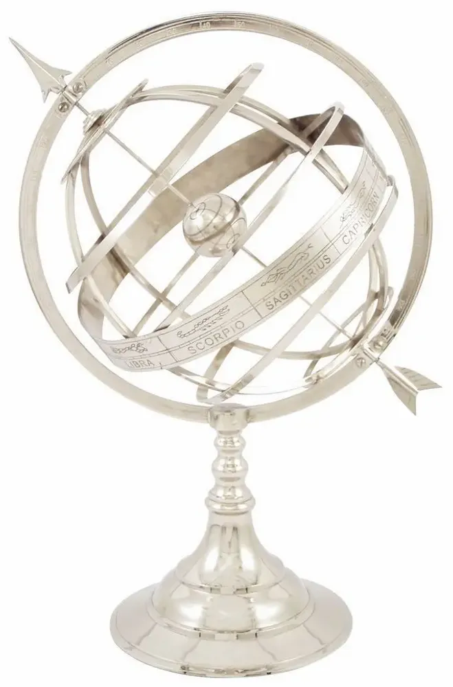 Objets de décoration - Sphère armillaire, finition laiton nickelé, H : 50 cm - TRADE WINDS