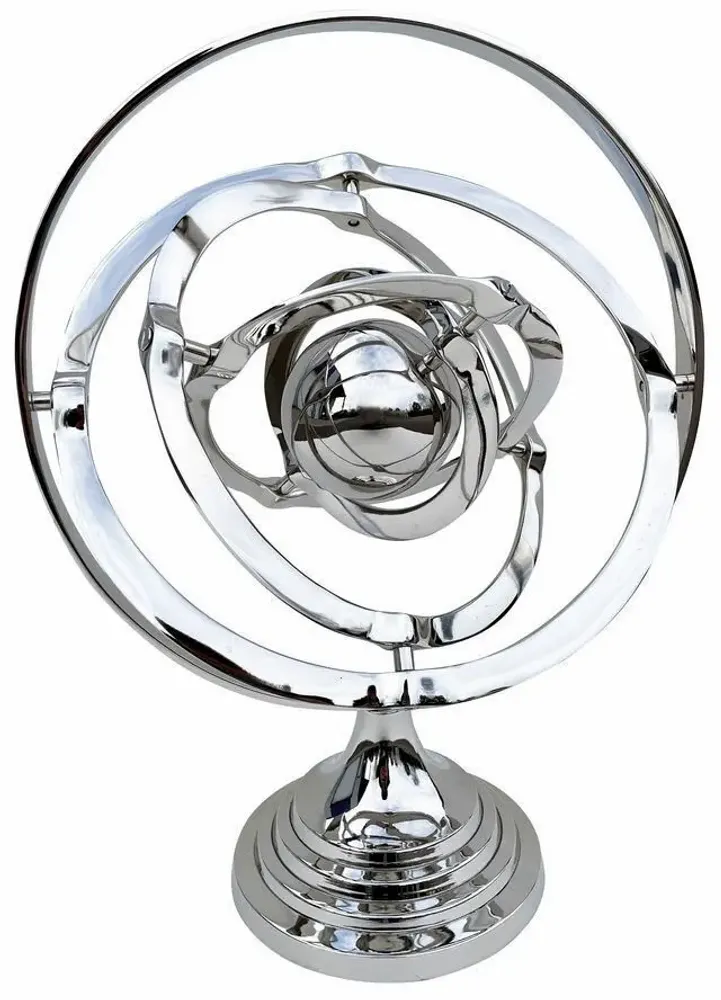Objets de décoration - Sphère armillaire multidirectionnelle, alu nickelé, H. 39 cm - TRADE WINDS