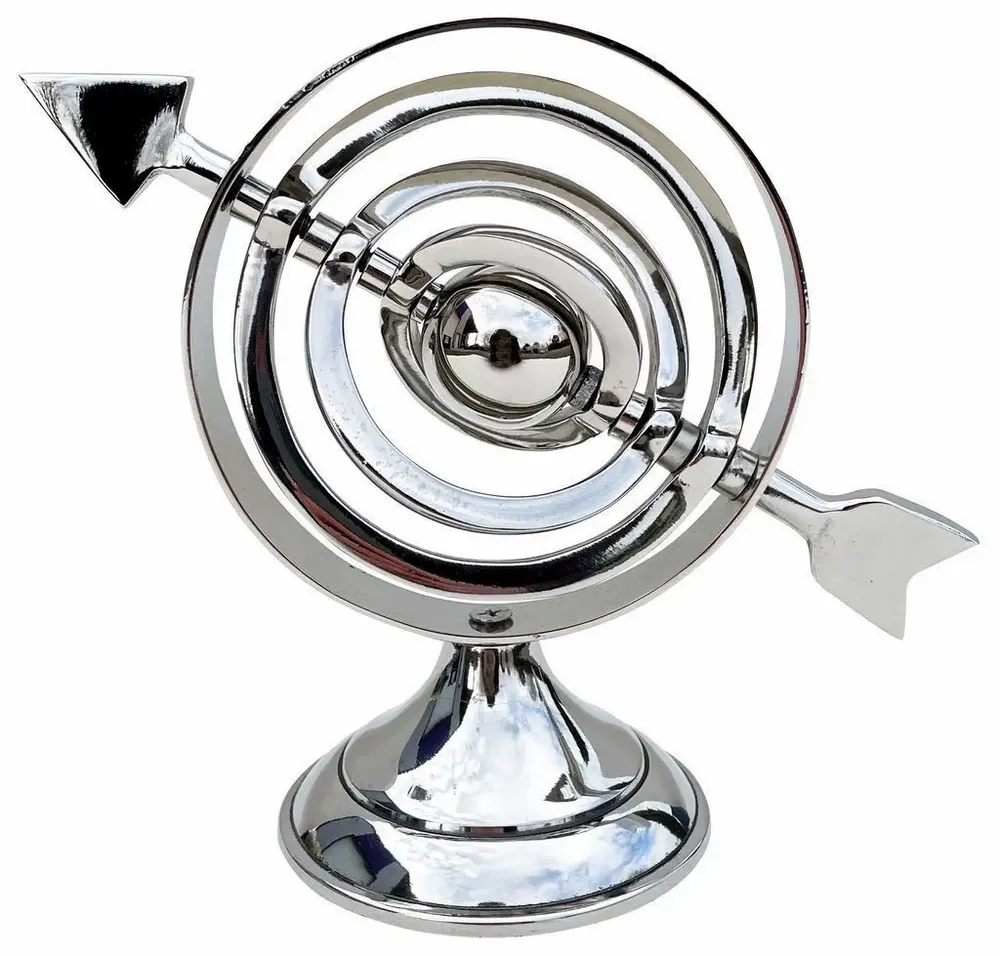Decorative objects - Armiliary sphere, nickel plated aluminium, H : 6" - TRADE WINDS
