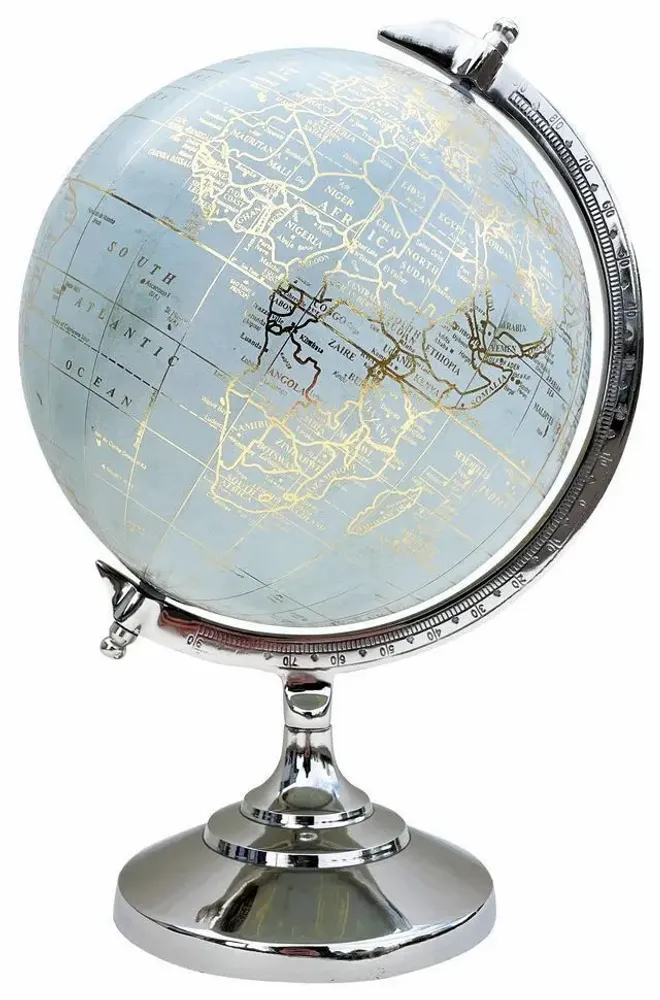 Objets de décoration - Globe terrestre diam 20 cm, pied nickelé H : 30 cm - TRADE WINDS