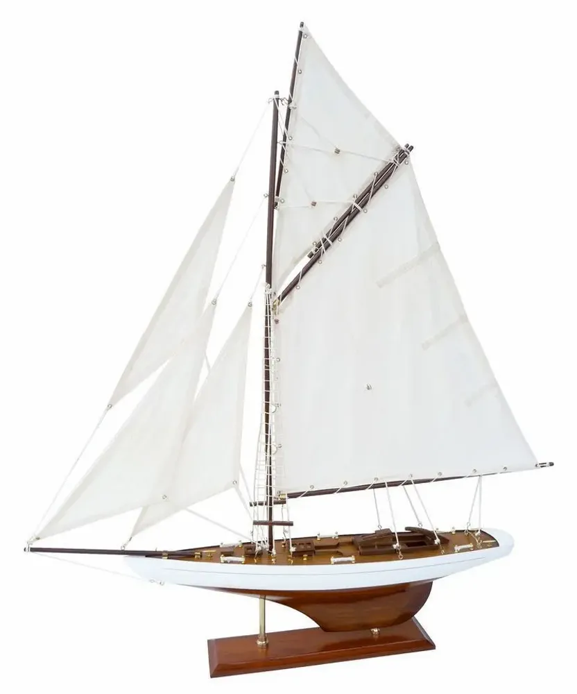 Objets de décoration - Maquette Columbia, voiles cousues, L.72 x H.78 x l.10,5 cm - TRADE WINDS