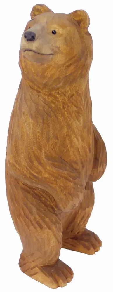 Sculptures, statuettes et miniatures - Ours debout en bois sculpté, H. 20 cm - TRADE WINDS