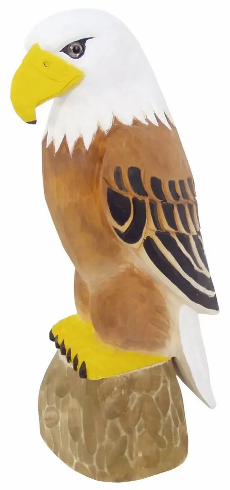 Sculptures, statuettes et miniatures - Aigle sur socle en bois sculpté, H. 30 cm - TRADE WINDS