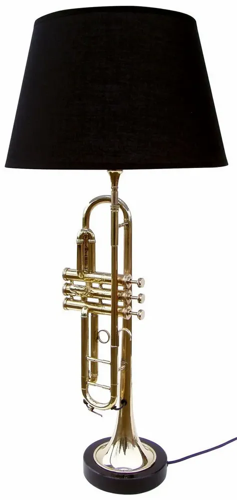 Lampes à poser - Lampe trompette en L, base en pierre, H. 77 cm, 230 v - E27 - 60W, livrée av aj - TRADE WINDS