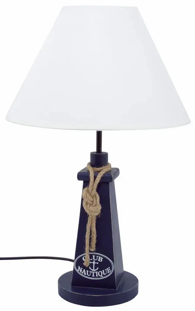 Lampes à poser - Lampe Club Nautique de coul. bleue, en bois avec cordage - H : 50 cm - Ampoule E27 - TRADE WINDS