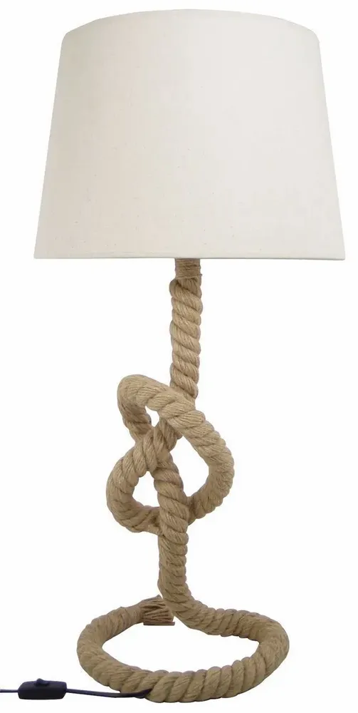 Lampes à poser - Lampe cordage en noeud de huit, H.81 cm, 230V-E27-60W, livree av AJ en lin - TRADE WINDS