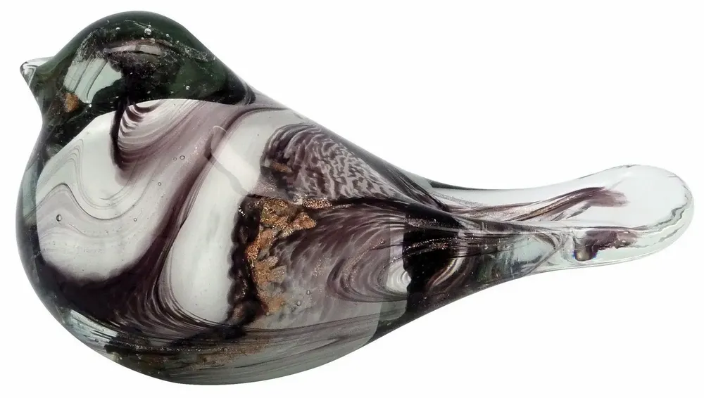 Objets de décoration - Oiseau violet en verre pailleté dore, L : 15 cm - TRADE WINDS