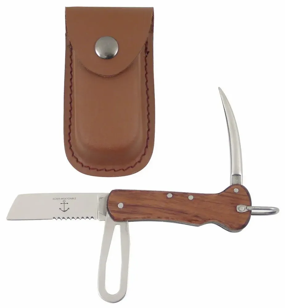 Couteaux - Couteau du marin en bois, pochette cuir - TRADE WINDS