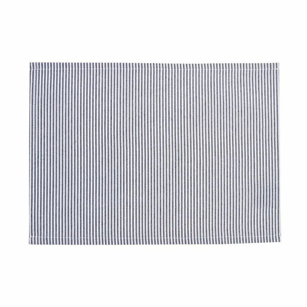 Linge de table textile - SET DE TABLE ESSUYABLE RECYCLÉ, BOSSE, BLEU MARINE/BLANC 33x45 - BY WILLE