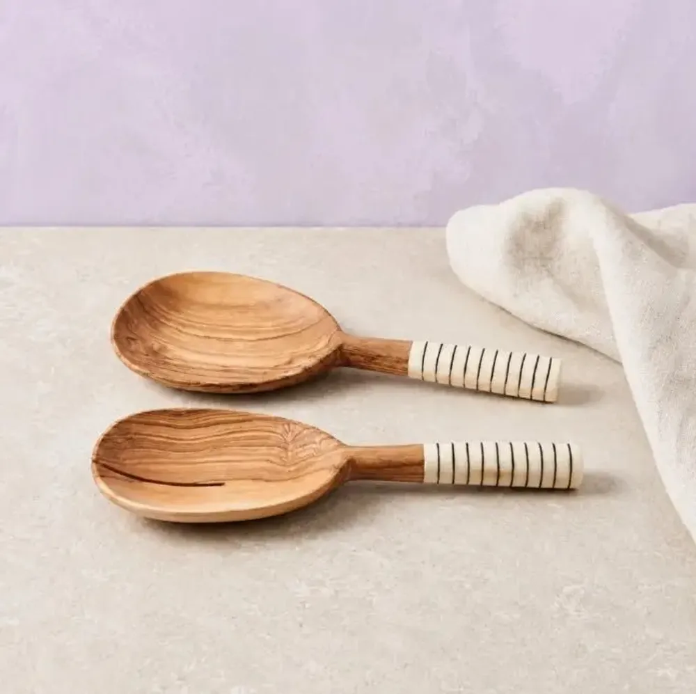 Couverts & ustensiles de cuisine - Accessoires et couverts de service en bois d'olivier et os - BE HOME