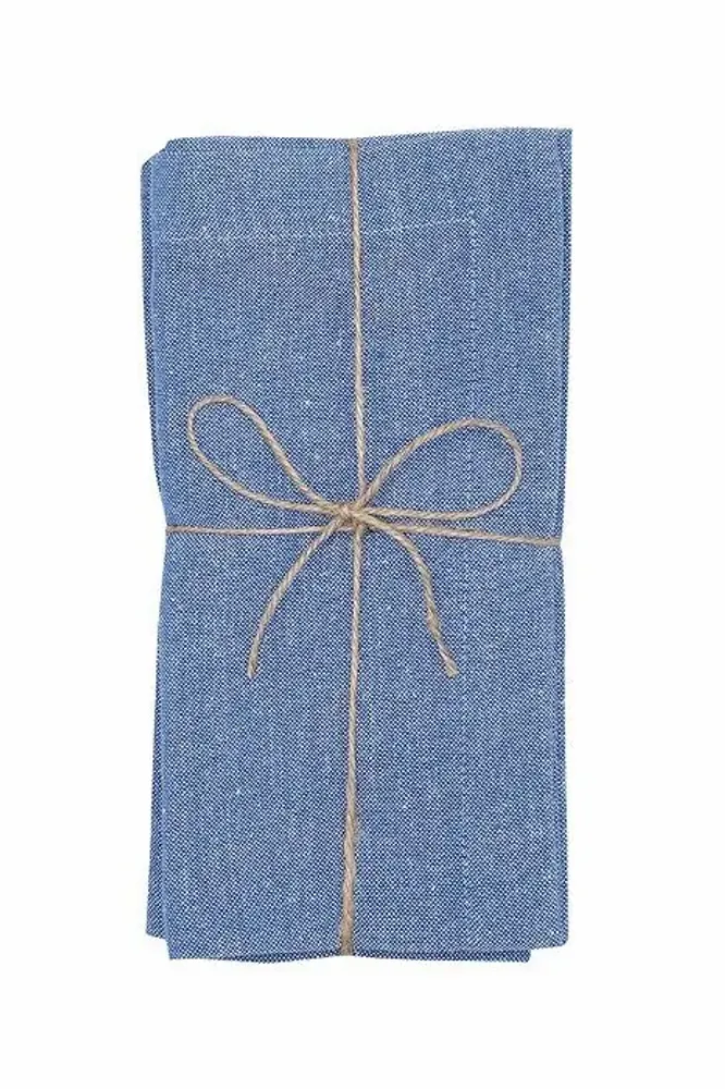 Linge de table textile - SERVIETTE RECYCLÉE 2-PACK ELIN, BLEU/BLANC 45x45cm - BY WILLE