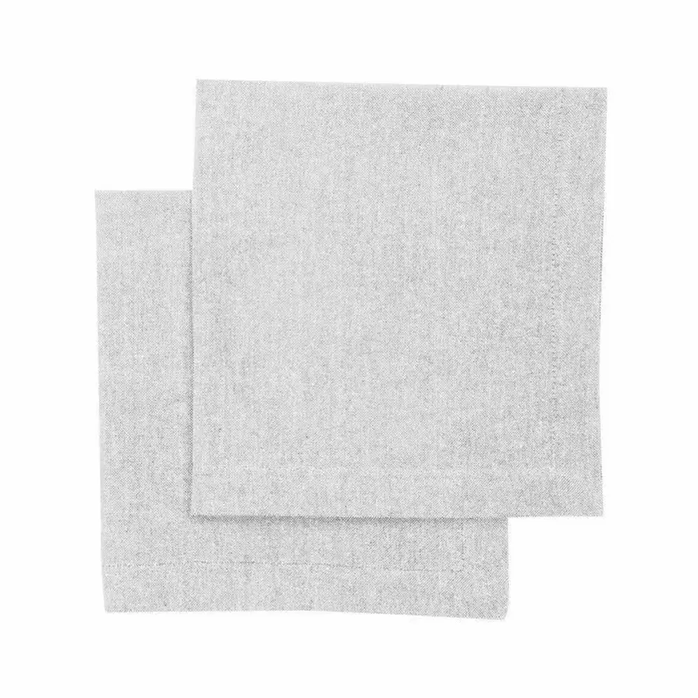 Linge de table textile - SERVIETTE RECYCLÉE 2-PACK ELIN, GRIS CLAIR/BLANC 45x45cm - BY WILLE