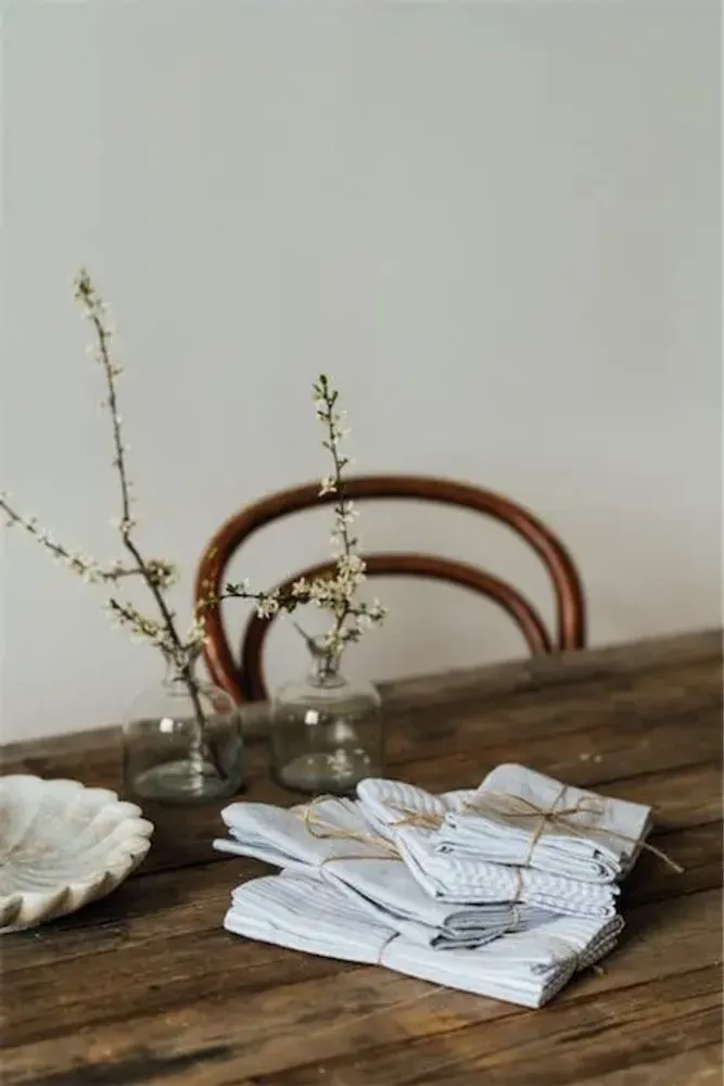 Linge de table textile - SERVIETTE RECYCLÉE 2-PACK ELIN, GRIS CLAIR/BLANC 45x45cm - BY WILLE