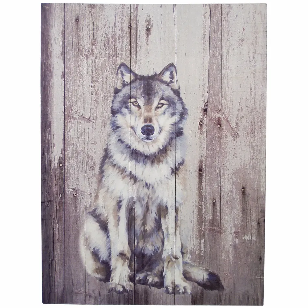 Tableaux - Tableau loup sur base bois (pin) - dim. 33x25 cm - TRADE WINDS