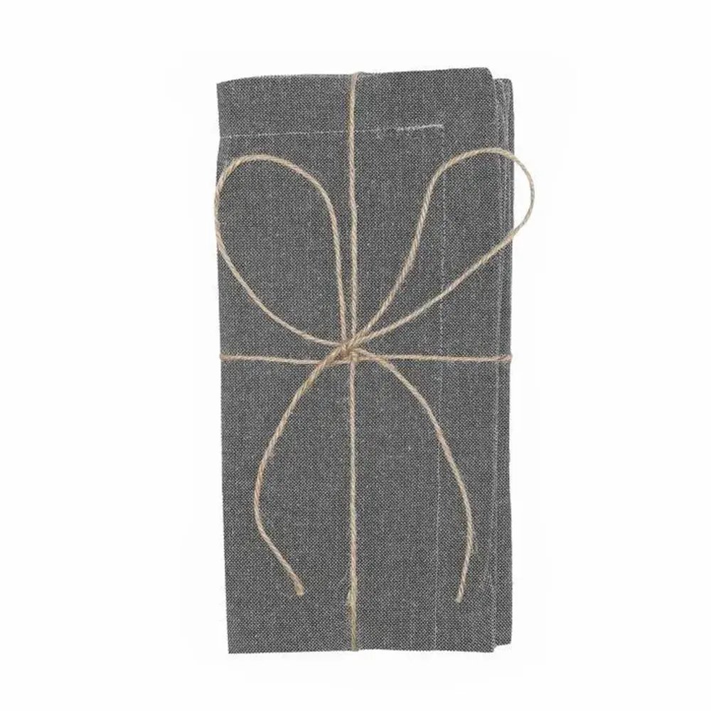 Table linen - SERVIETTE RECYCLÉE 2-PACK ELIN, GRIS FONCÉ/GRIS 45x45cm - BY WILLE