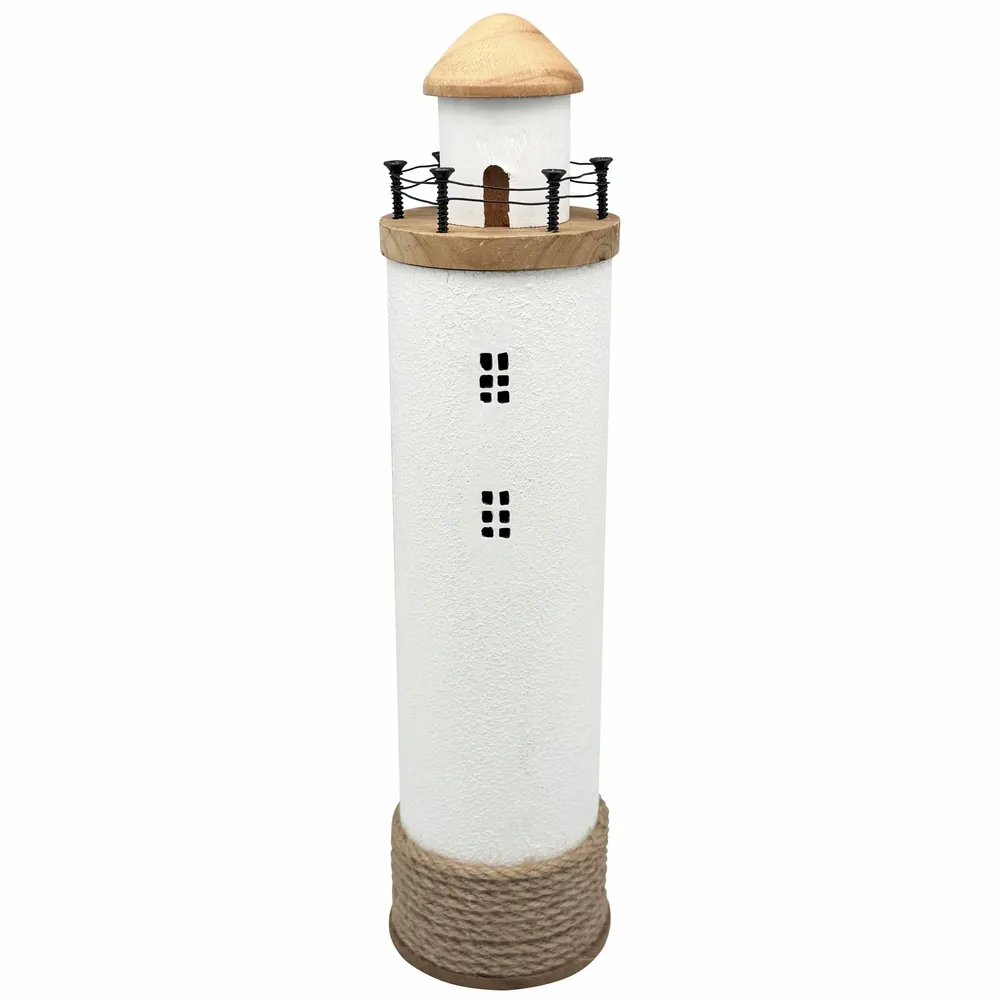 Objets de décoration - Phare en bois blanc et cordage, H. 34 cm - TRADE WINDS