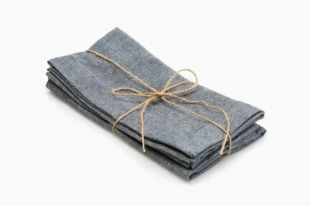 Linge de table textile - SERVIETTE RECYCLÉE 2-PACK ELIN, BLEU MARINE/BLANC 45x45cm - BY WILLE