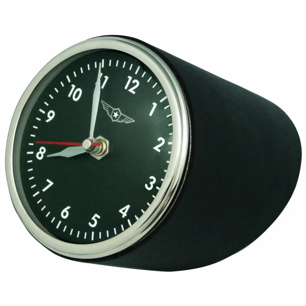 Montres et horlogerie - Pendulette de bureau, cadran aviation, D.11.5 cm - TRADE WINDS