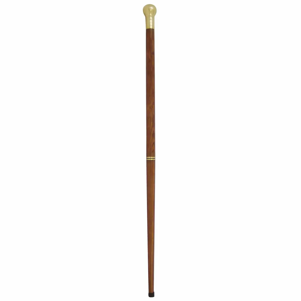 Objets de décoration - Canne de marche en bois av pommeau en L, équipée d'1 boussole et fiole secrète - H. 91 cm - TRADE WINDS