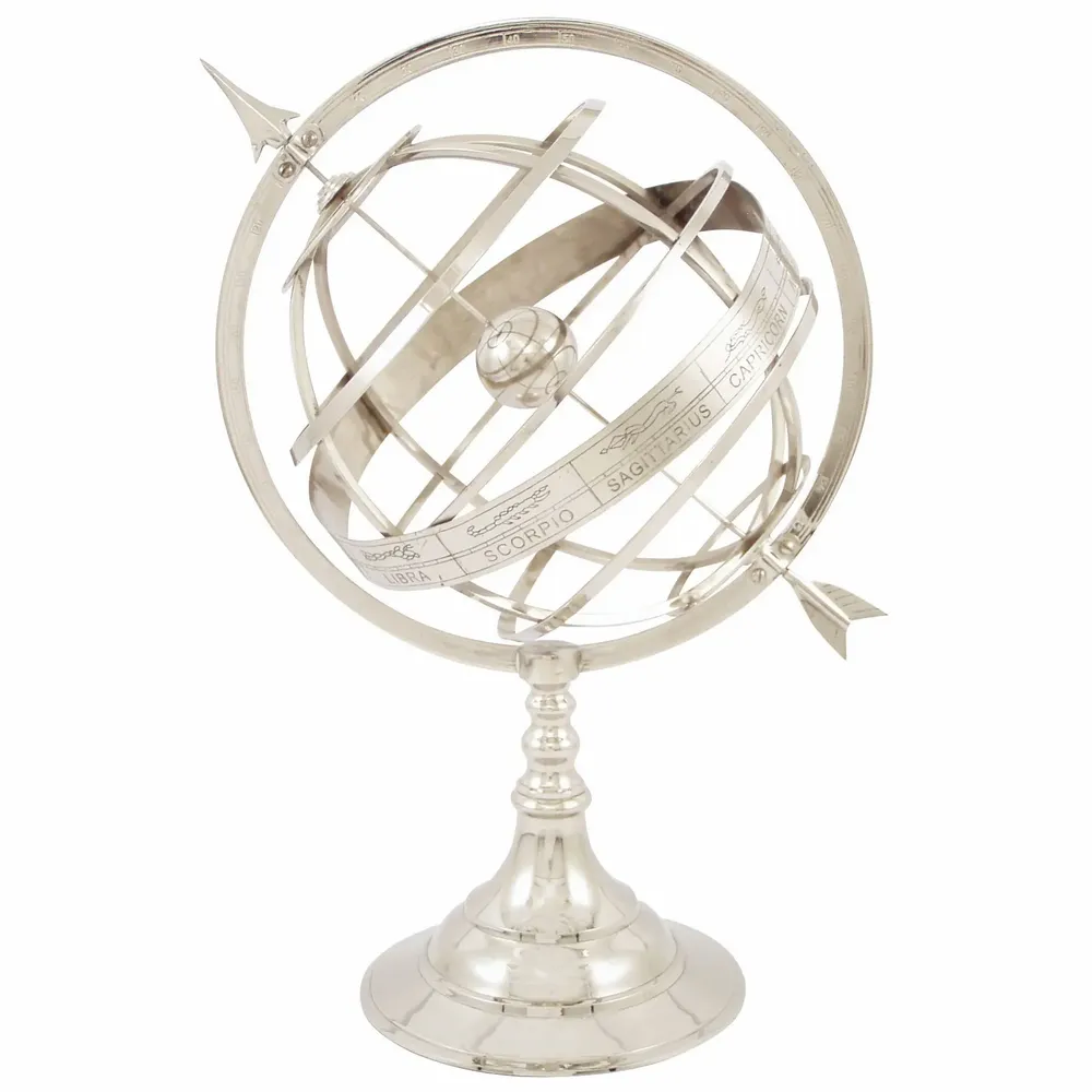 Objets de décoration - Sphère armillaire, finition laiton nickelé, H : 50 cm - TRADE WINDS