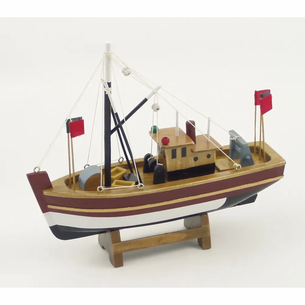 Objets de décoration - Bateau de pêche rouge, L.20, H. 18, l.5.5 cm - TRADE WINDS
