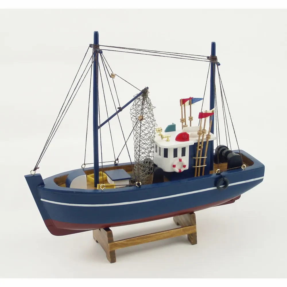 Objets de décoration - Bateau de pêche bleu, L.30, H. 28, l. 8.5 cm - TRADE WINDS