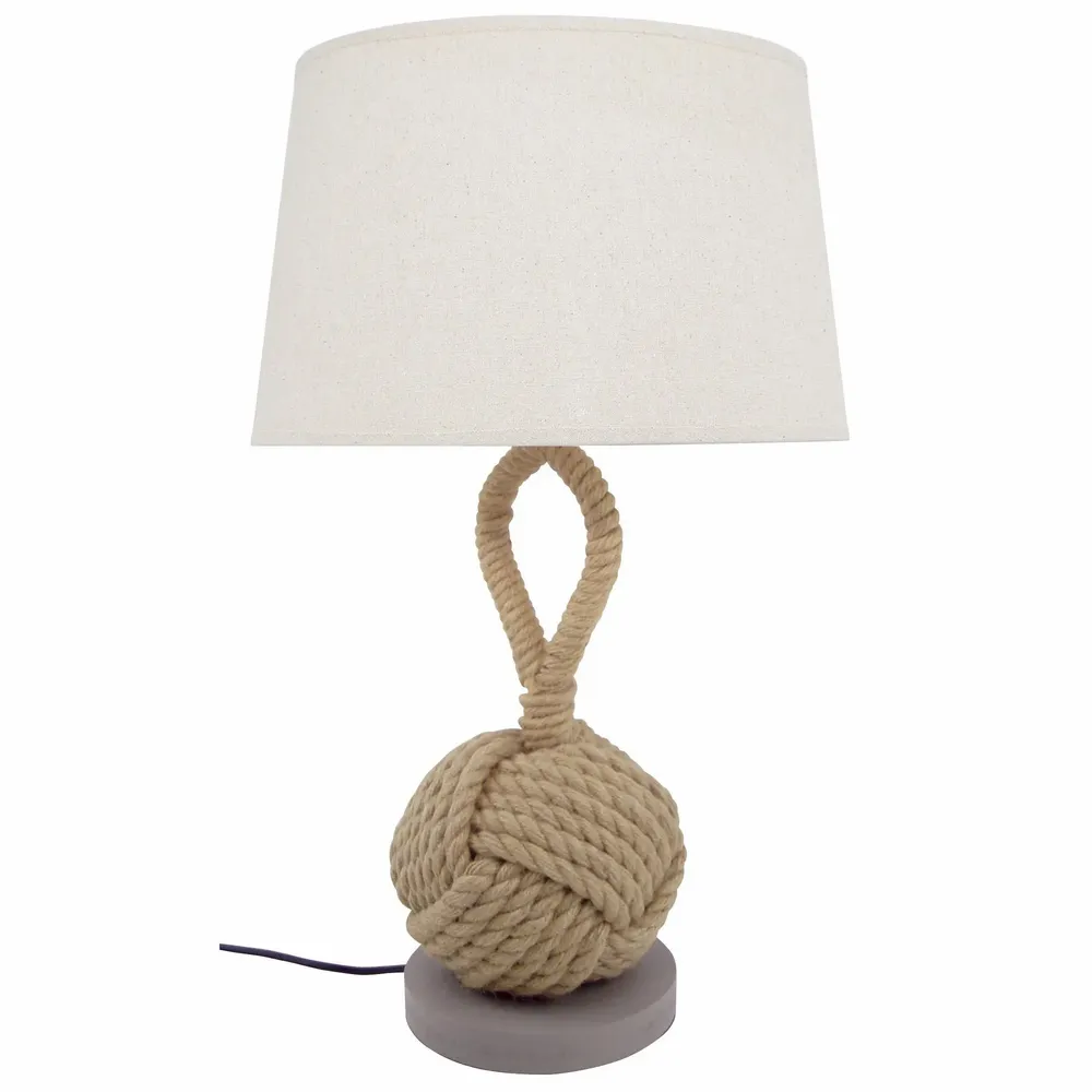 Table lamps - Monkey fist knot lamp with wooden base, H. 22'' - TRADE WINDS