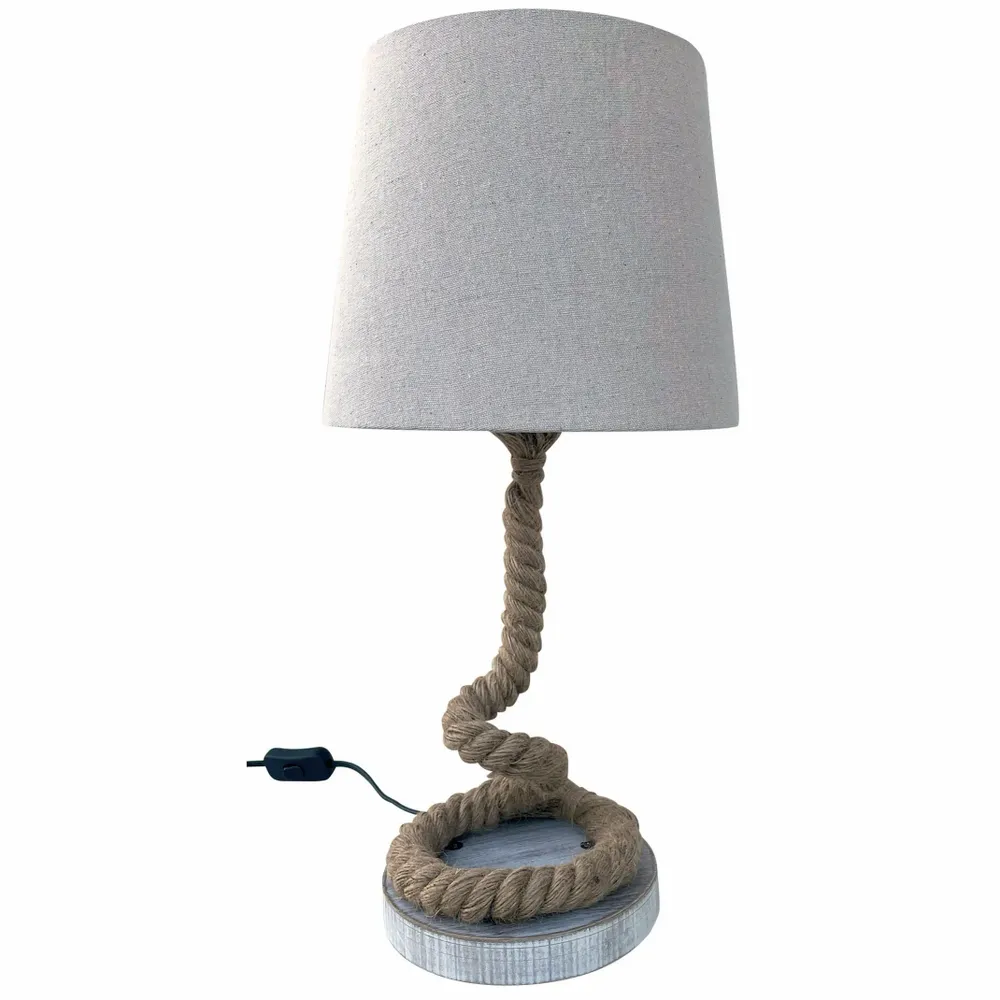 Lampes à poser - Lampe cordage en bois, H.47 cm, 230 V - E27-60W - TRADE WINDS