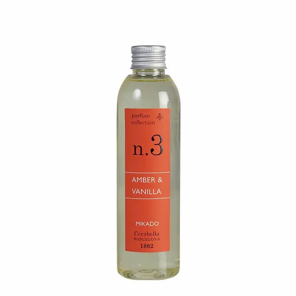 Diffuseurs de parfums - NUMBERS NUM.3 AMBER & VANILLA DIFFUSER REFILL - CERABELLA SL
