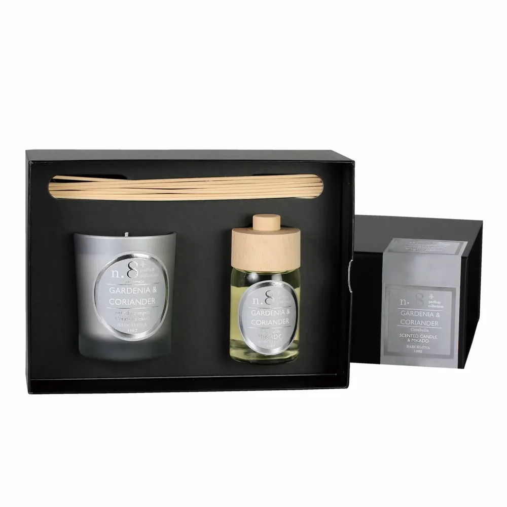 Bougies - NUMBERS NUM.8 GARDENIA & CORIANDER SET OF CANDLE AND DIFFUSER - CERABELLA SL