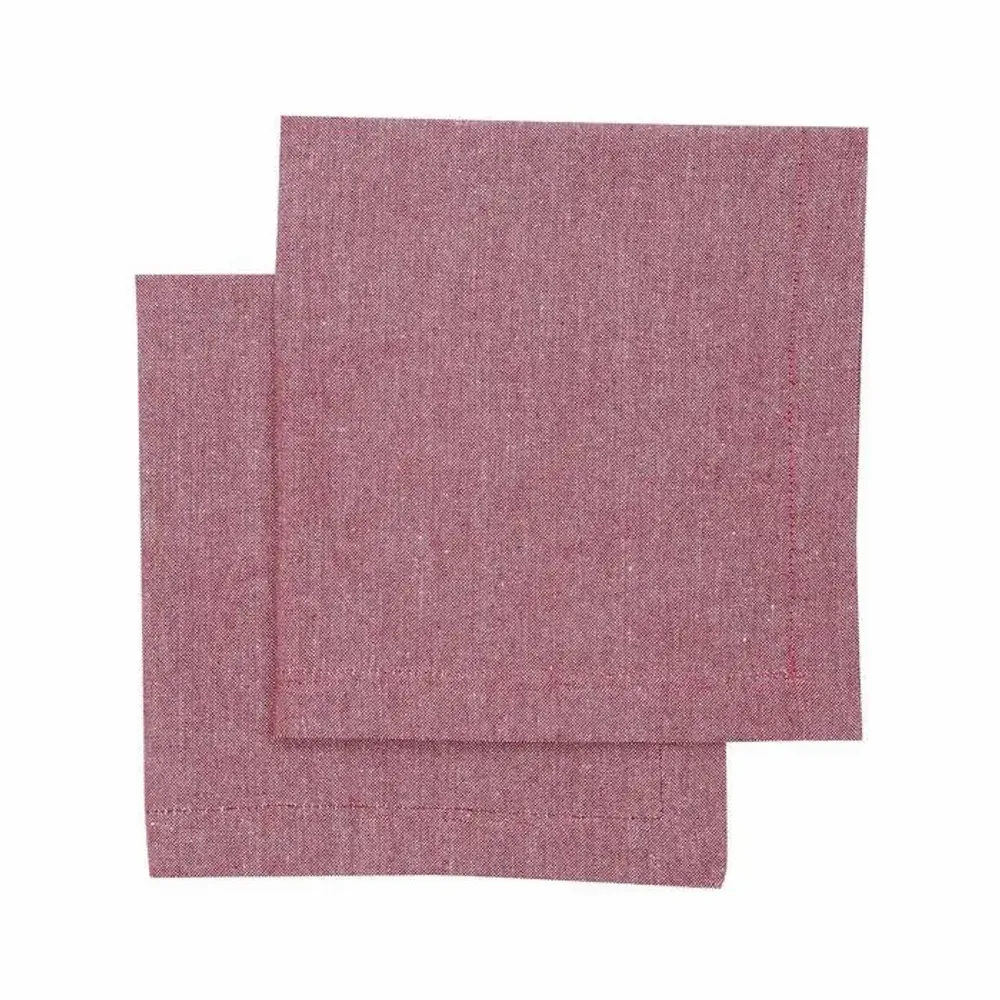 Linge de table textile - SERVIETTE RECYCLÉE 2-PACK ELIN, ROUGE FONCÉ/BEIGE 45x45cm - BY WILLE