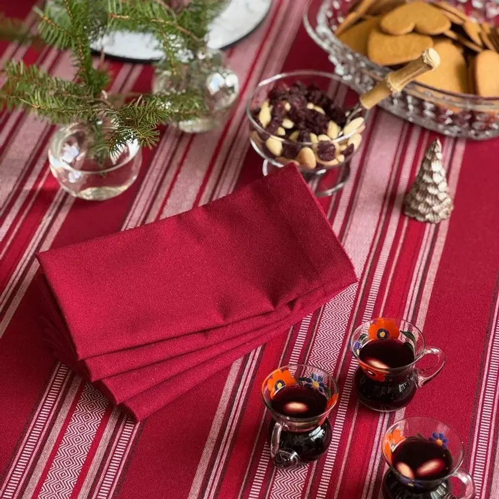 Table linen - SERVIETTE RECYCLÉE 2-PACK ELIN, ROUGE FONCÉ 45x45cm - BY WILLE